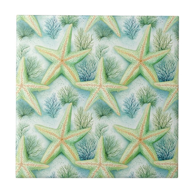 Elegant Starfish - Coastal Decor, Ocean Nautical Tile (Front)