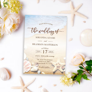 Elegant Starfish Tropical Beach Wedding Invitation