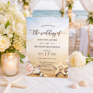 Elegant Starfish Tropical Beach Wedding Invitation