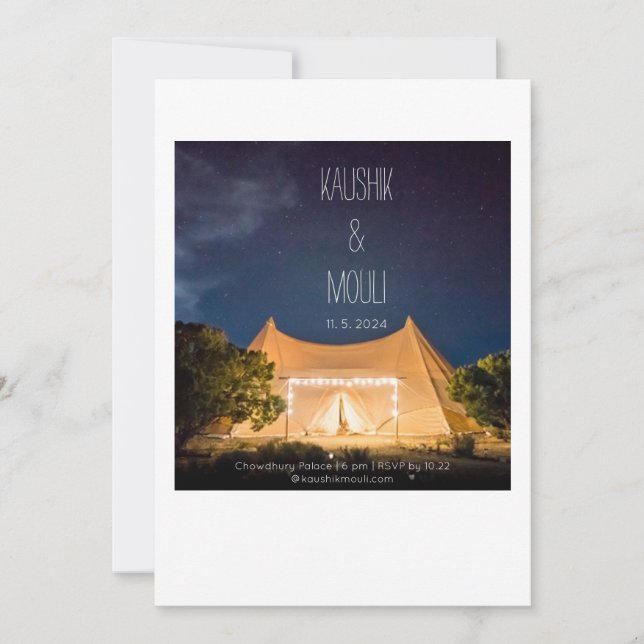 Elegant Stargazing Tent Wedding Invitation Card  (Front)
