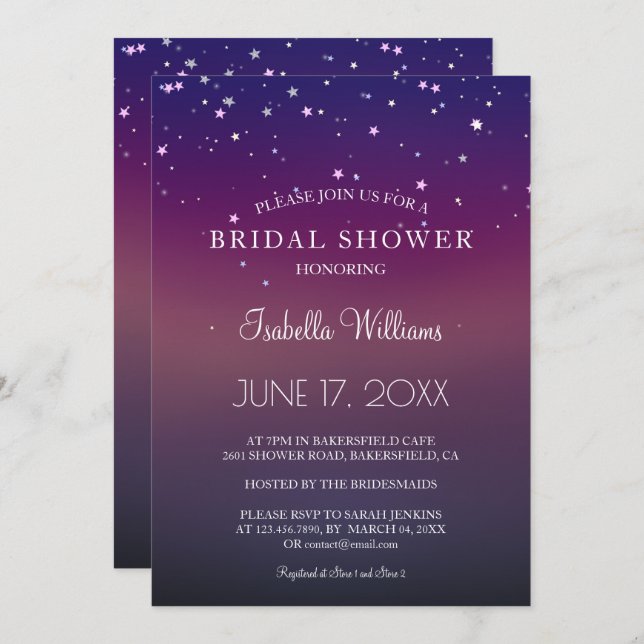 Elegant Starlight Glimmer Bridal Shower Invitation (Front/Back)