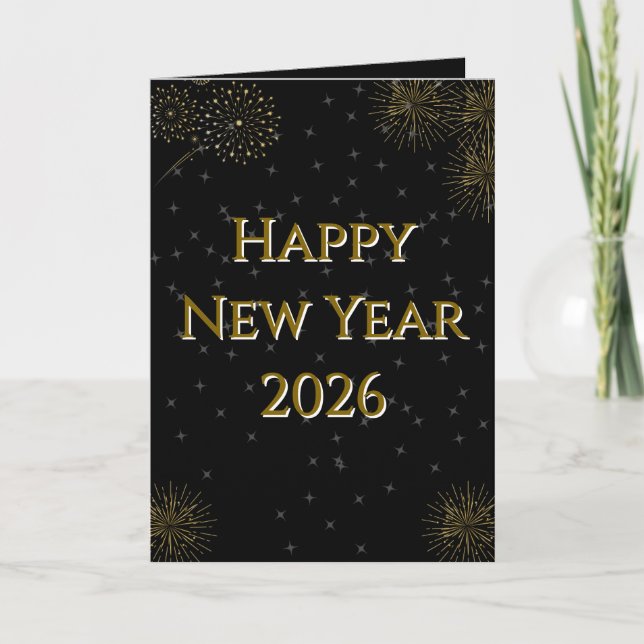 Elegant Starry New Year 2026 Folded Holiday Card (Front)