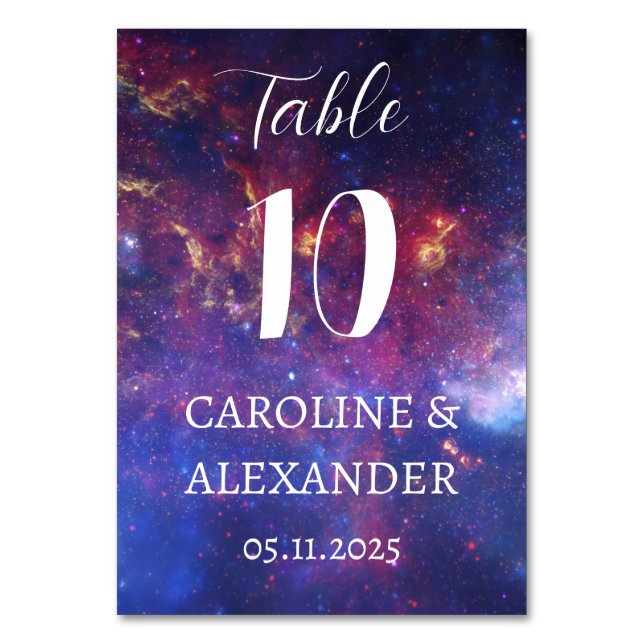 Elegant Starry Night Constellation Galaxy Modern T Table Number (Front)