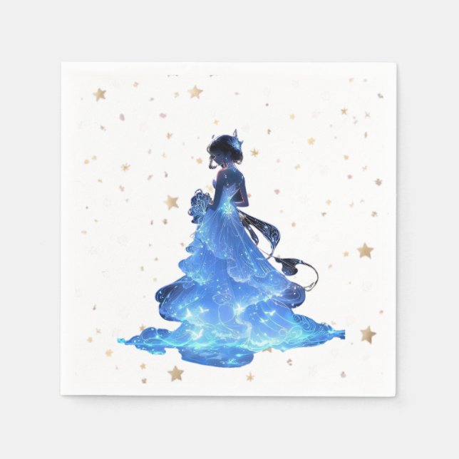 "Elegant Starry Night Princess Design" Napkin (Front)