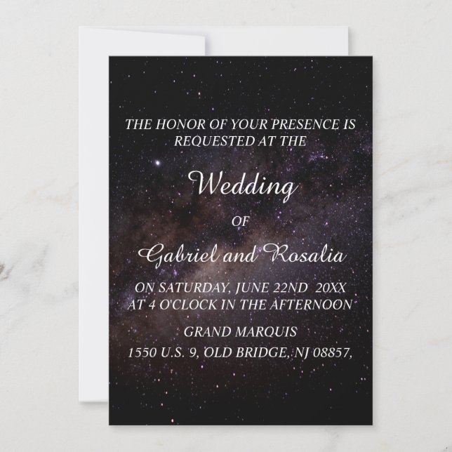 Elegant Starry Night Sky Galaxy Wedding Invitation (Front)