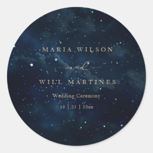 Elegant Starry night Wedding Celestial Wedding Classic Round Sticker