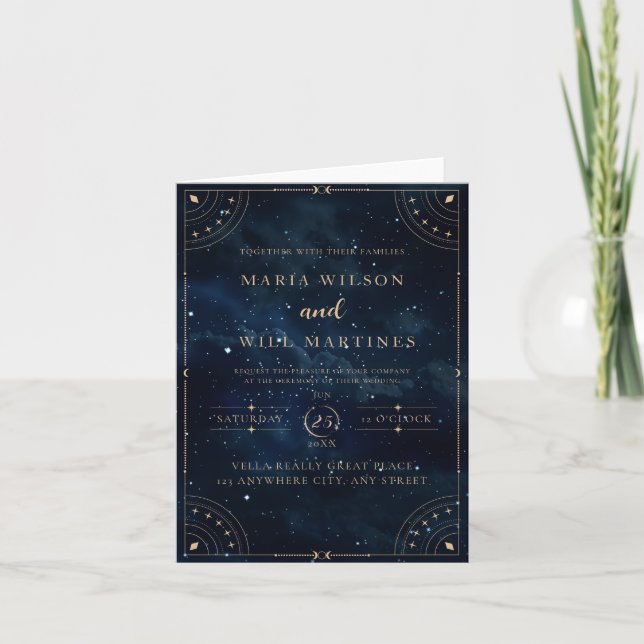 Elegant Starry night Wedding Celestial Wedding  Invitation (Front)