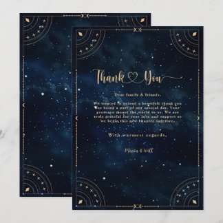 Elegant Starry night Wedding Celestial Wedding  Thank You Card