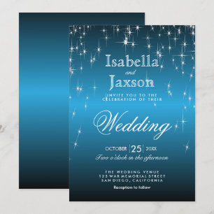 Elegant Starry Night Wedding in Sky Blue Invitation