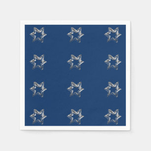 Elegant Starry Pattern Stars Silver Grey Blue Napkin