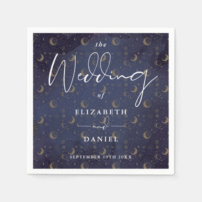 Elegant Stars And Mood Celestial Mystical Wedding Napkin (Front)