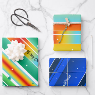 Elegant Stars and Stripes Colourful Christmas Wra Wrapping Paper Sheet