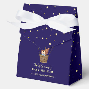 Elegant Stars Bear Hot Air Balloon Boy Baby Shower Favour Box