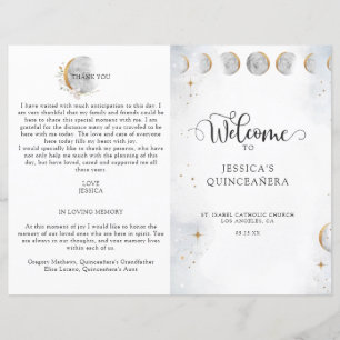 Elegant Stars Moon Celestial Quinceanera Program