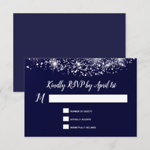 Elegant Stars Navy Blue RSVP Card