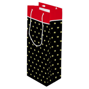 Elegant stars on black red and white gift bag