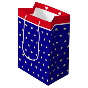 Elegant stars on blue red and white gift bag