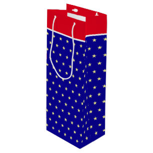 Elegant stars on blue red and white gift bag