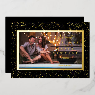 Elegant Stars Photo Frame Christmas Foil Holiday Card
