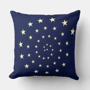 Elegant Stars Spiral on Navy Blue Cushion