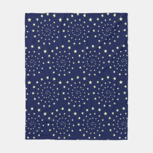 Elegant Stars Spiral on Navy Blue Fleece Blanket