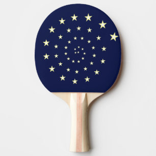 Elegant Stars Spiral on Navy Blue Ping Pong Paddle
