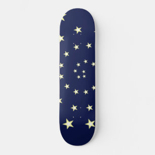 Elegant Stars Spiral on Navy Blue Skateboard