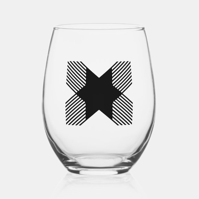 Elegant Start in Letter X Monogram Stemless Wine Glass (Front)