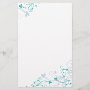 Elegant Stationery -Swirls & Hearts