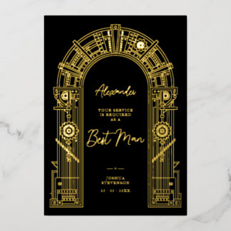 Elegant Steampunk Best Man Proposal Gold TLW26