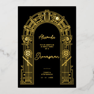 Elegant Steampunk Groomsman Proposal Gold TLW26