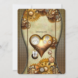 Elegant steampunk heart invitation