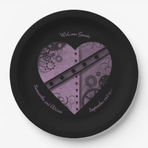 Elegant steampunk heart wedding reception classy paper plate