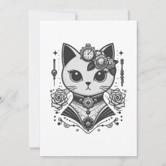 Elegant Steampunk Victorian Cat Invitation