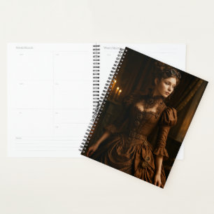 Elegant Steampunk Victorian Lady in Brown Planner
