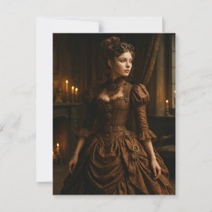 Elegant Steampunk Victorian Lady in Brown  Postcard