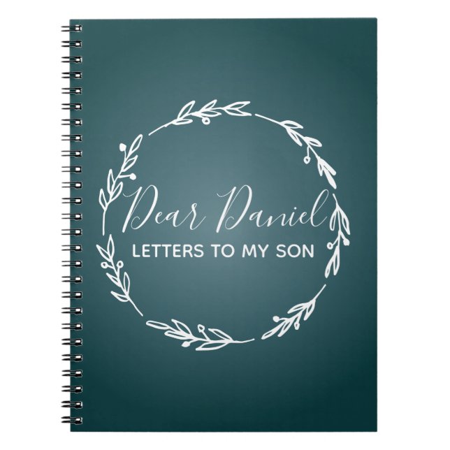 Elegant Steel Blue  Letters to my Son chic design Notebook (Front)