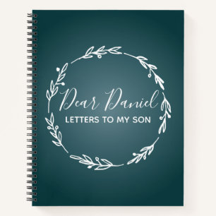 Elegant Steel Blue  Letters to my Son design Notebook