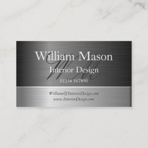 Elegant Steel Effect Monogram Business Card