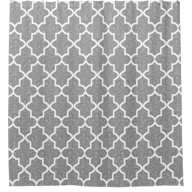 Elegant Steel Grey Damask Moroccan Pattern Shower Curtain (Front)