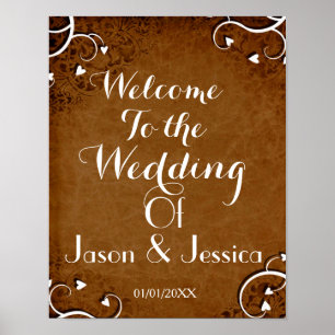 Elegant stem of heart wedding welcome poster