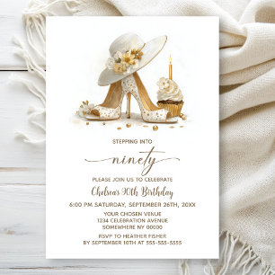 Elegant Stiletto Shoes 90th Birthday Party Invitation