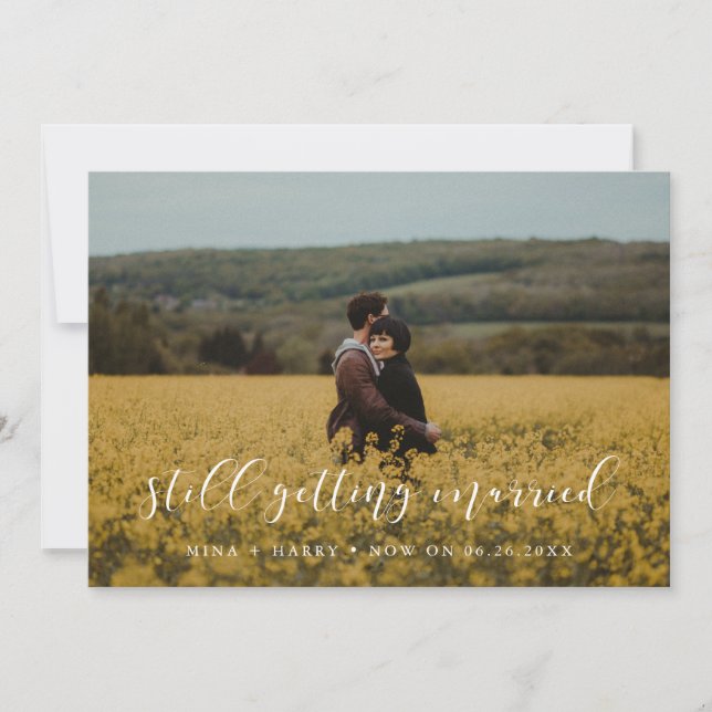 Elegant Still getting married wedding update Announcement (Front)