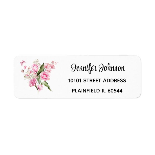 Elegant Still Life Pink Florals Return Address (Front)