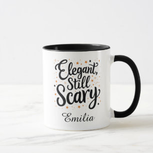 Elegant Still Scary Name Halloween Calligraphy Mug