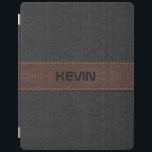 Elegant Stitched Black And Brown Leather Print iPad Smart Cover<br><div class="desc">Elegant image of black and brown stitched leather texture print with customisable monogram.</div>