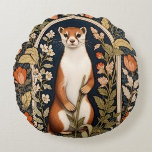 Elegant Stoat William Morris Inspired Floral Round Cushion
