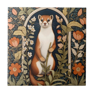 Elegant Stoat William Morris Inspired Floral Tile