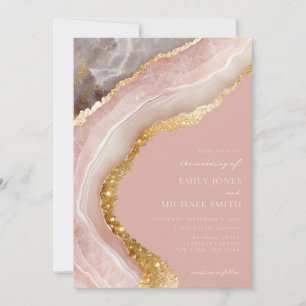Elegant Stone Agate Marble Chic Wedding Invitation