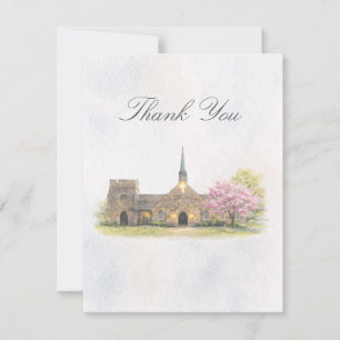 Elegant Stone Chapel Spring Wedding Thank You Card